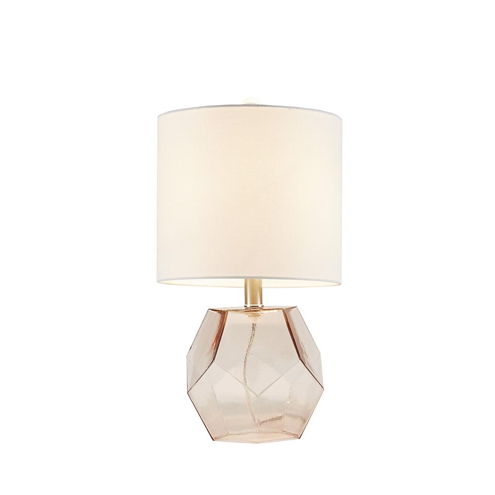 Dodecagon Pink Glass Table Lamp 18.25"