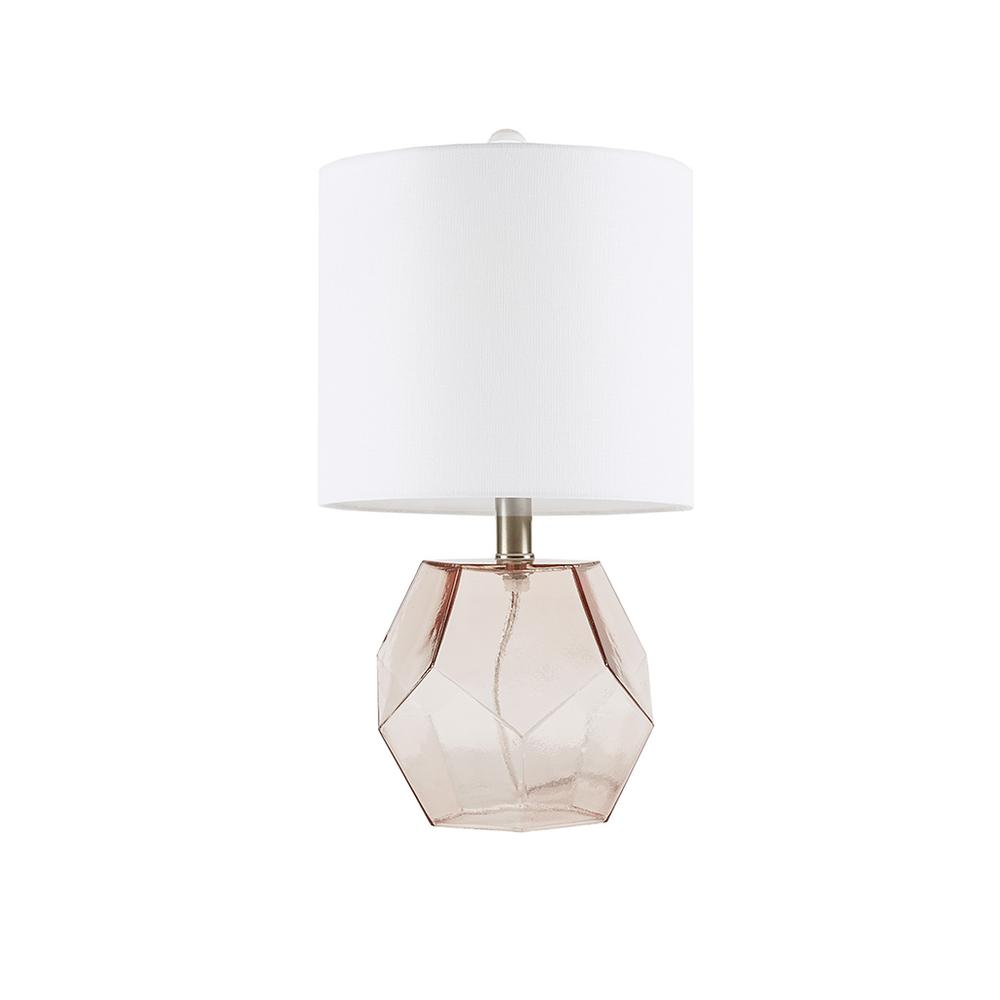 Dodecagon Pink Glass Table Lamp 18.25"