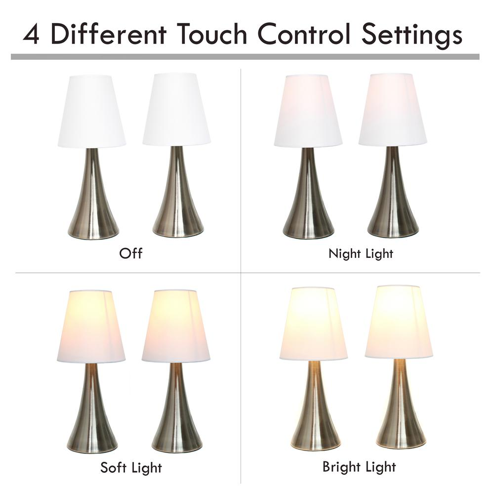 Just Right Baby Lights in Brushed Nickel, 2-Pack Mini Touch-On Table Lamp Set 11.42"