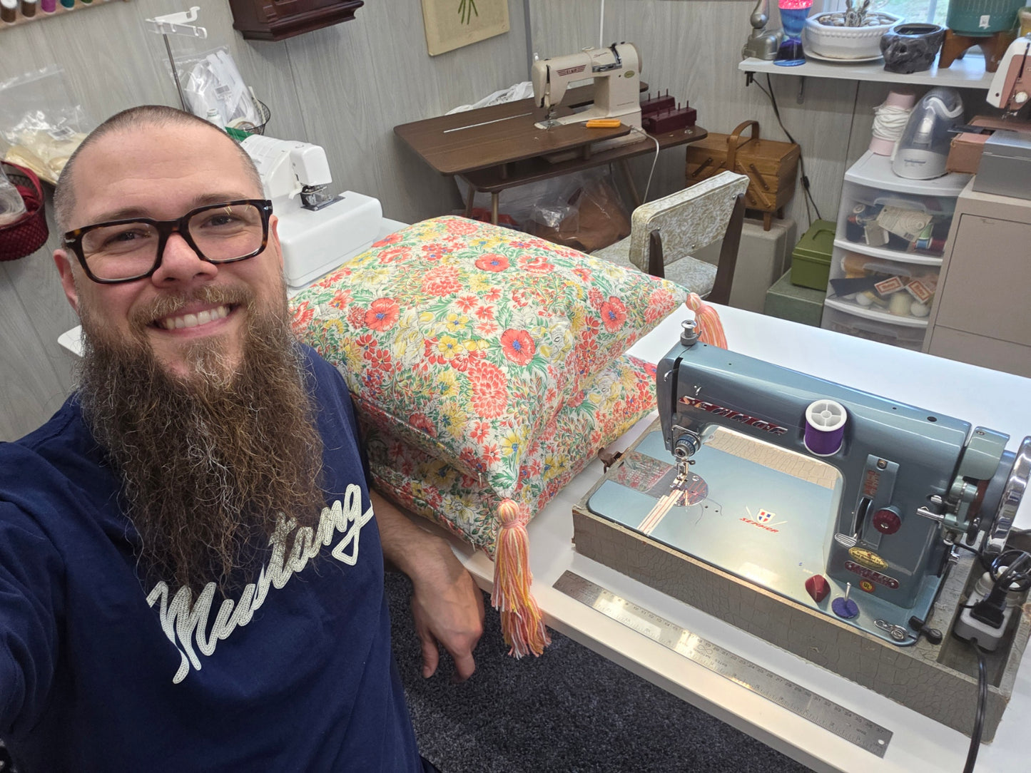 Weilwood Quilted Floral Tassel Pillow - 1978 Print