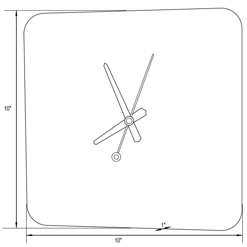 MCM Minimal Square Clock, Multiple Colors 10"