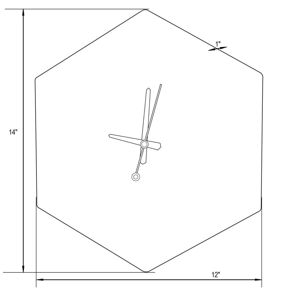 MCM Minimal Hexagon Clock, Multiple Colors 14"