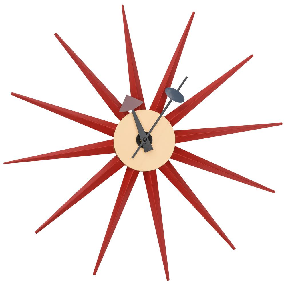 George Nelson Inspired Sunburst Clock, Multiple Colors 19"