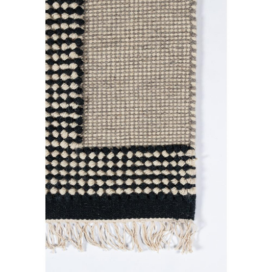 Steps to Rendezvous Wool/Cotton Area Rug, Black 9' X 12'