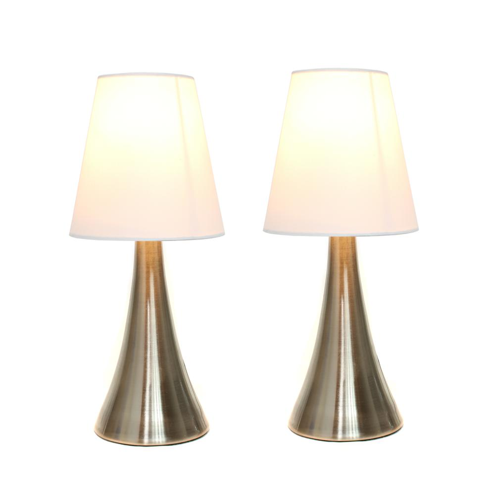 Just Right Baby Lights in Brushed Nickel, 2-Pack Mini Touch-On Table Lamp Set 11.42"
