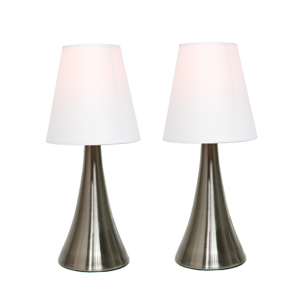 Just Right Baby Lights in Brushed Nickel, 2-Pack Mini Touch-On Table Lamp Set 11.42"