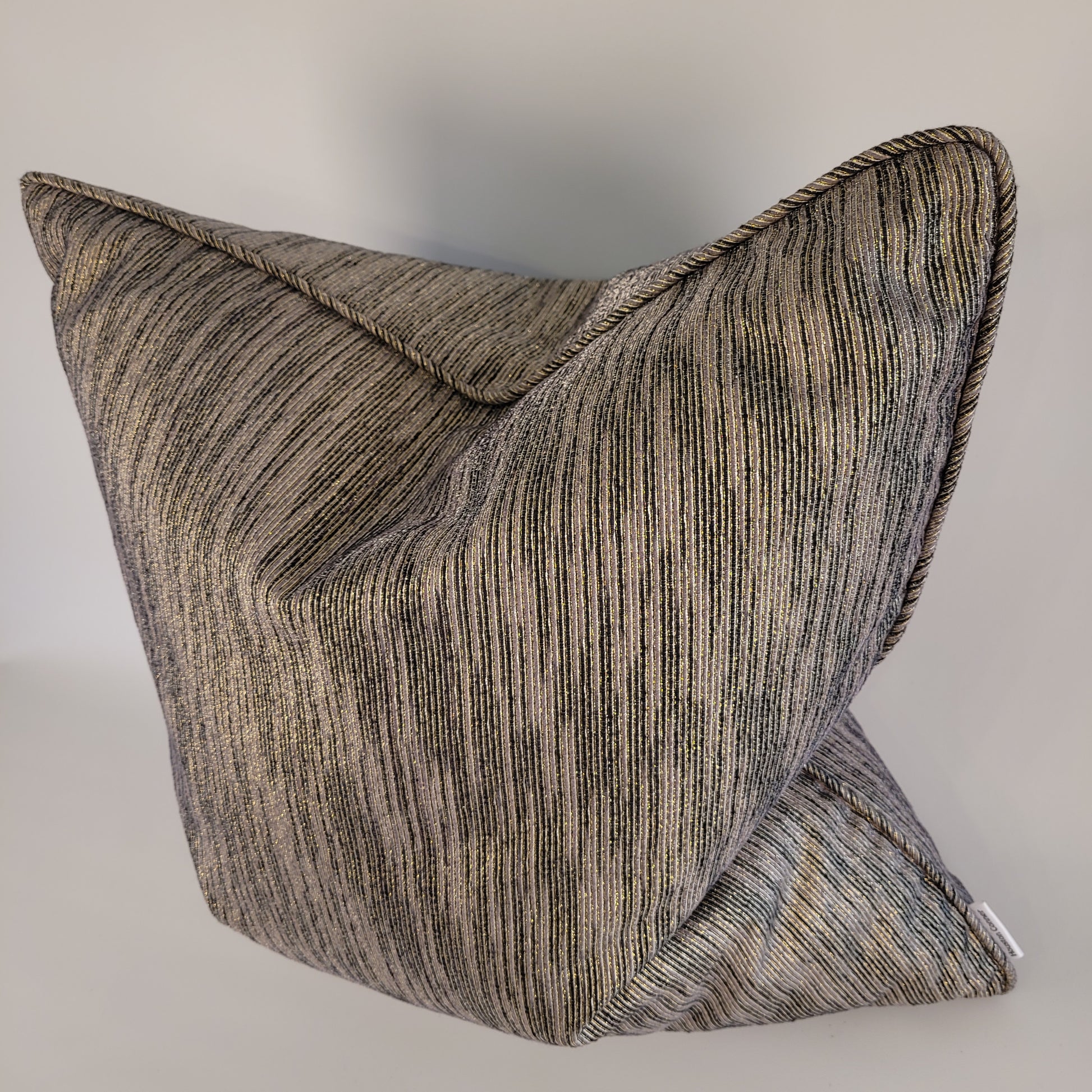 Black, Taupe, Gold Pillow with Welt 22"