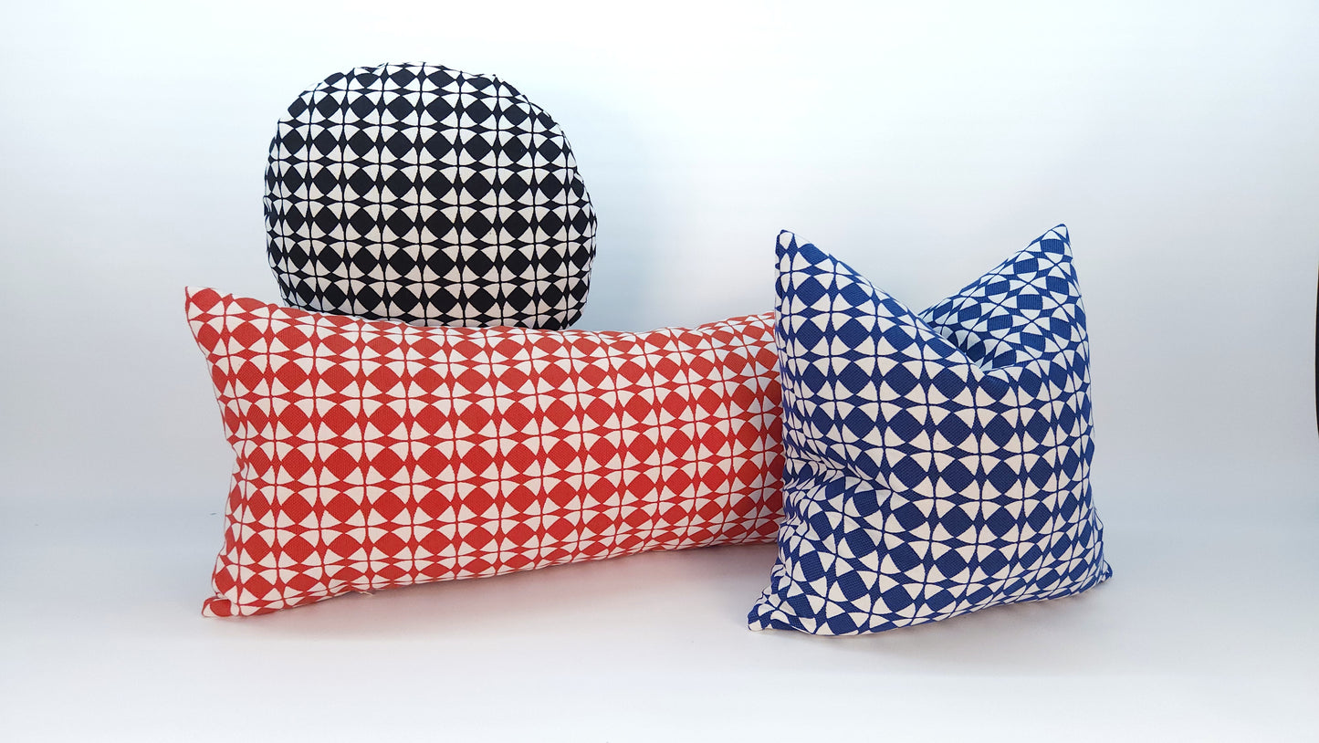 Explorer58 Rectangular Lumbar Pillow Cover, Thruster Red, Various Sizes, with or without Inserts, Handmade by Houston and Scott