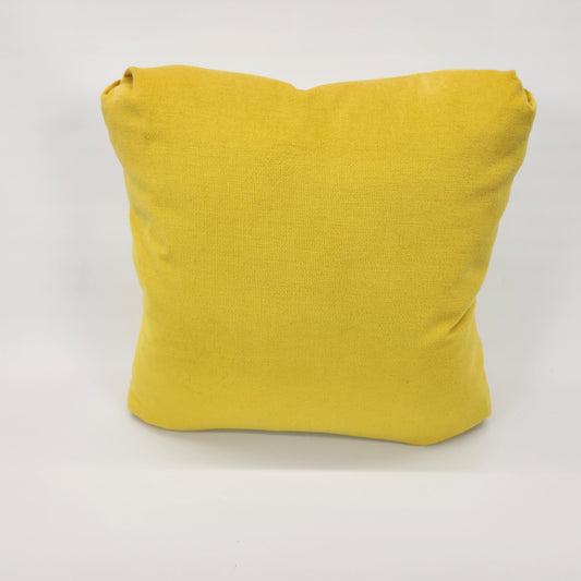 Vintage 70s Yellow Velvet 22" Square Pillow with Turkish Corners