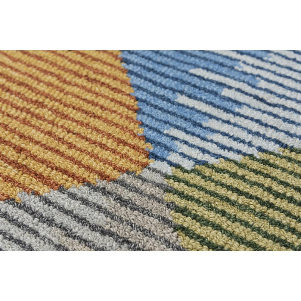 Heathered Diamond Wool Area Rug, Blue/Green/Yellow 5'x7'6"