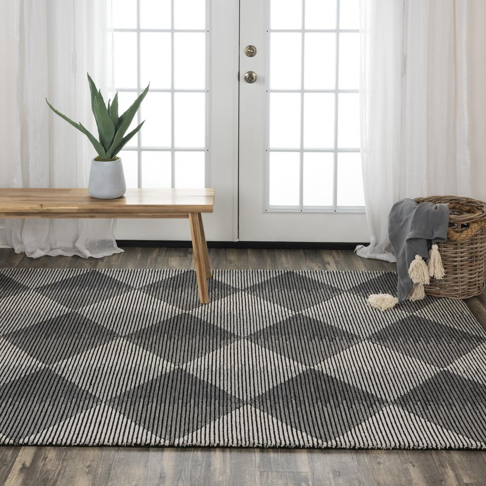 Heathered Diamond Wool Area Rug, Black 7'9"X9'9"