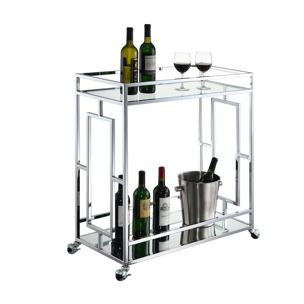 Mirrored Glass Square Modern Bar Cart