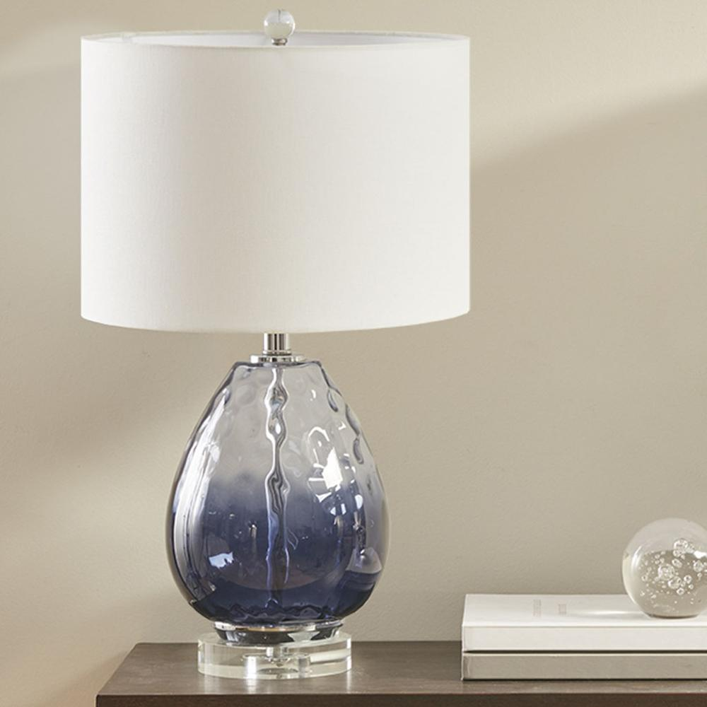 Glass Table Lamp Dark Blue 24.25"