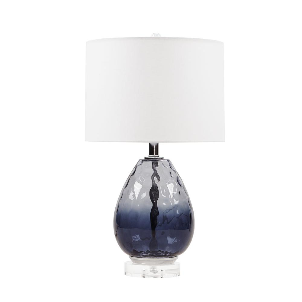 Glass Table Lamp Dark Blue 24.25"