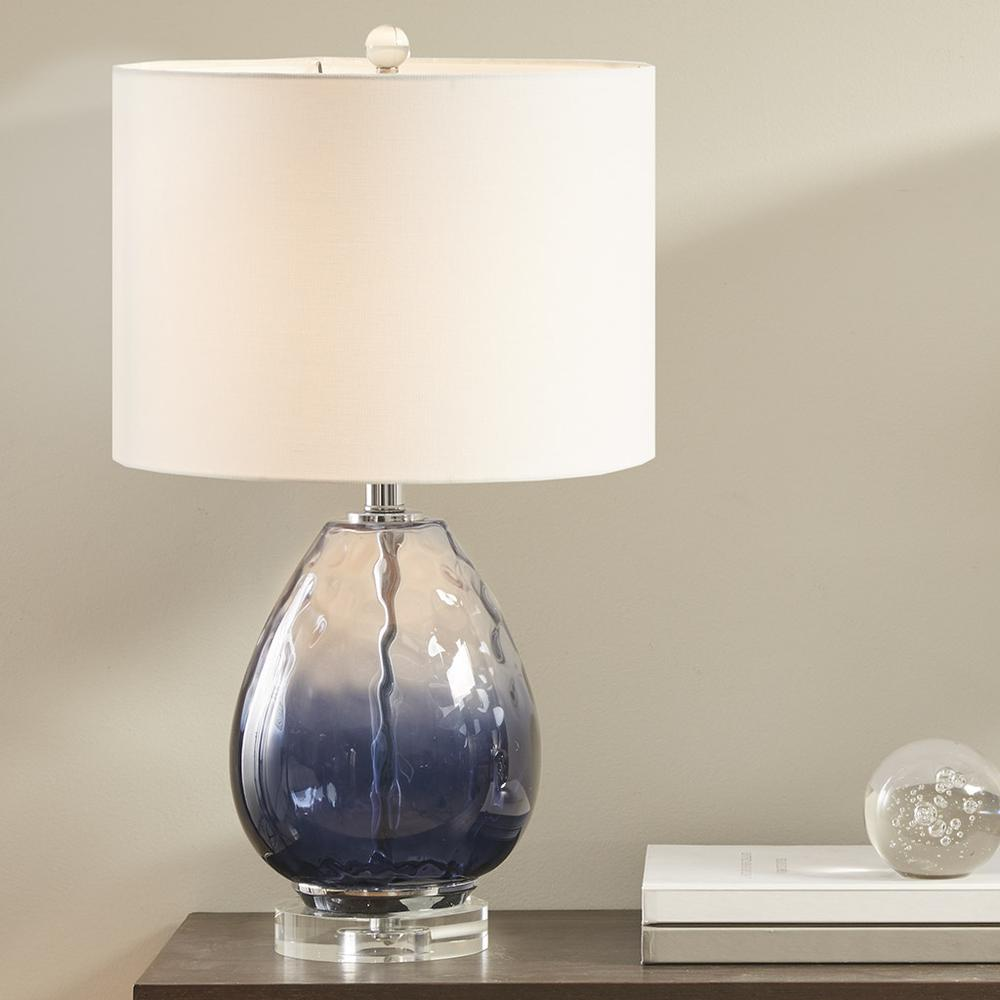 Glass Table Lamp Dark Blue 24.25"