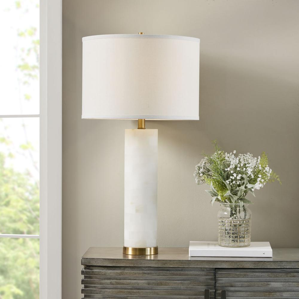 Solid Alabaster Stone Table Lamp 30"