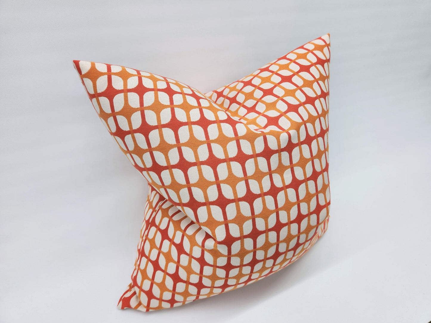 Breeze Block Vintage Inspired Square Pillow Cover, Tangerine, Various Sizes, with or without Inserts