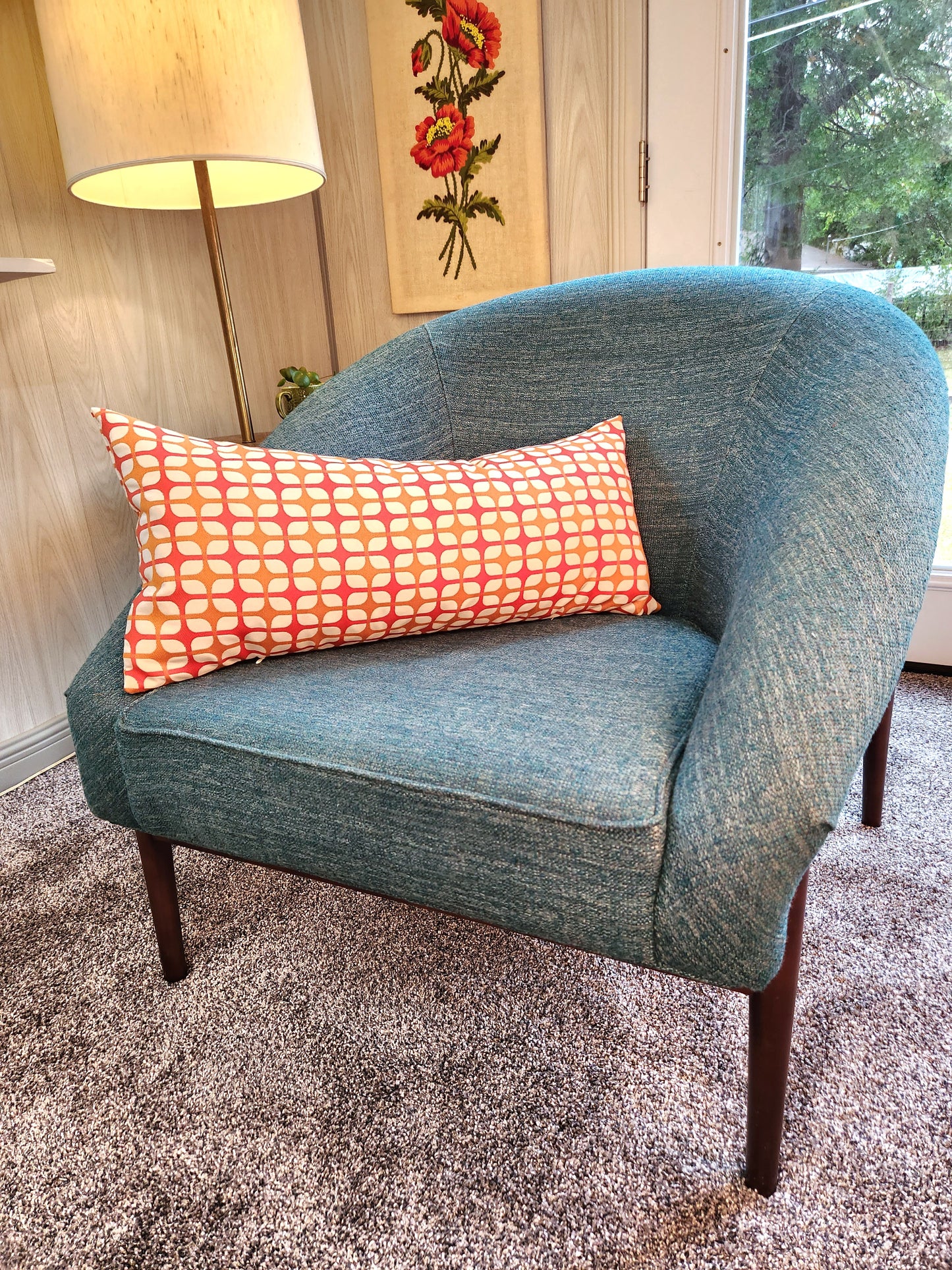 Breeze Block Vintage Inspired Lumbar Pillow Cover, Tangerine, Various Sizes, with or without Inserts