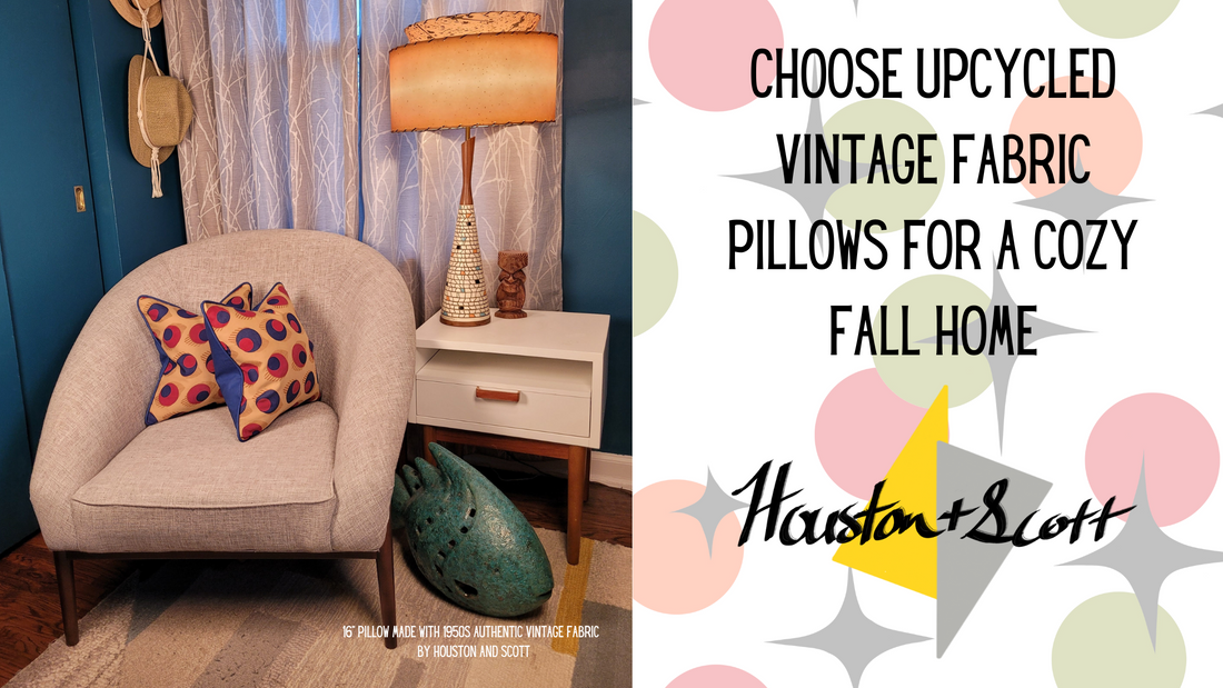 Embrace Mid-Century Modern Elegance: Upcycled Vintage Fabric Pillows for a Cozy Fall Home