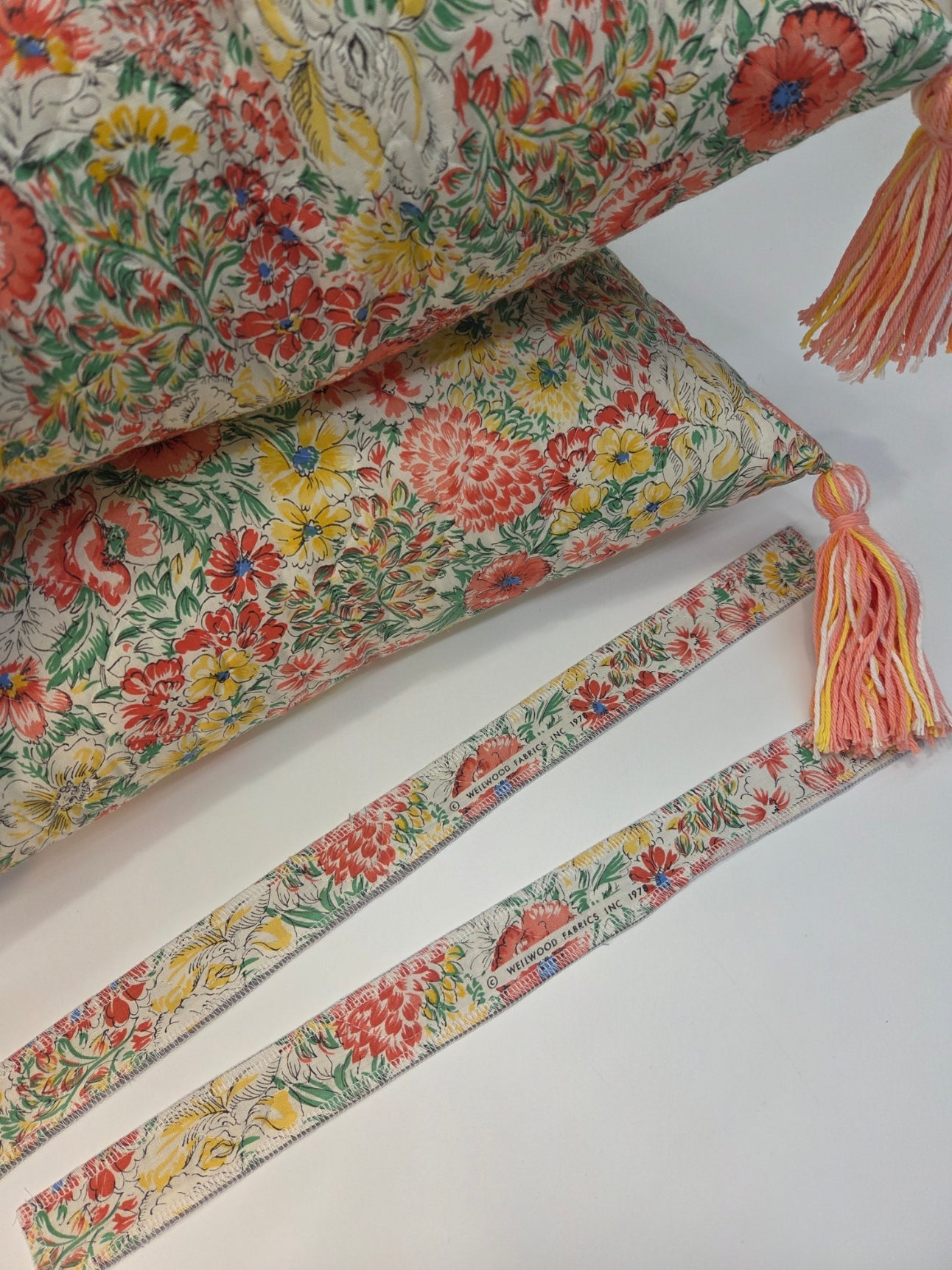 Weilwood Quilted Floral Tassel Pillow - 1978 Print