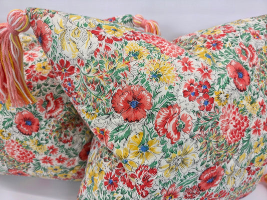 Weilwood Quilted Floral Tassel Pillow - 1978 Print