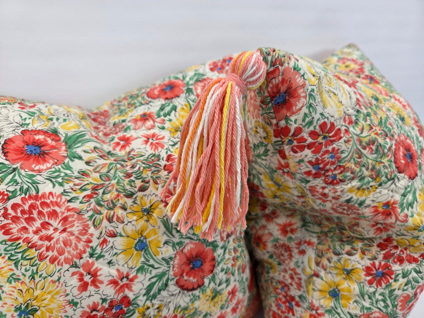 Weilwood Quilted Floral Tassel Pillow - 1978 Print