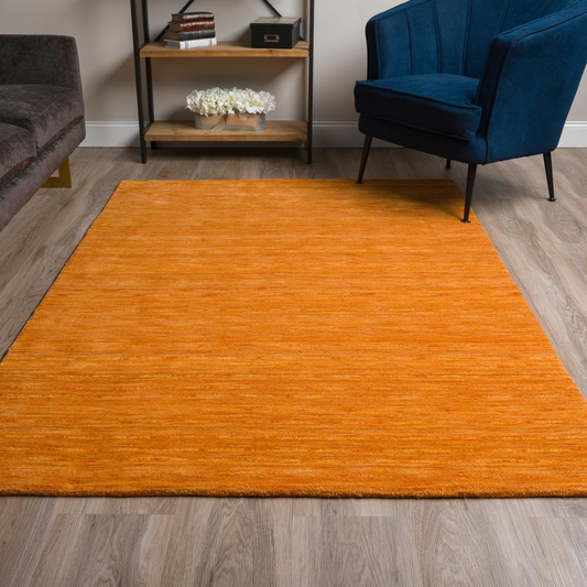Textured Orange Wool Area Rug 5'x7'6"