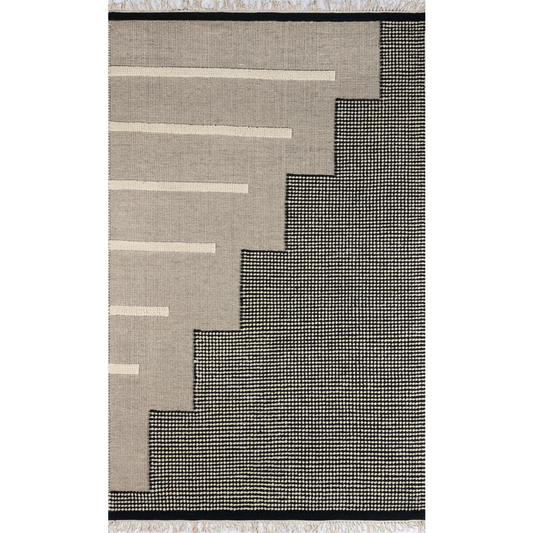 Steps to Rendezvous Wool/Cotton Area Rug, Black 9' X 12'