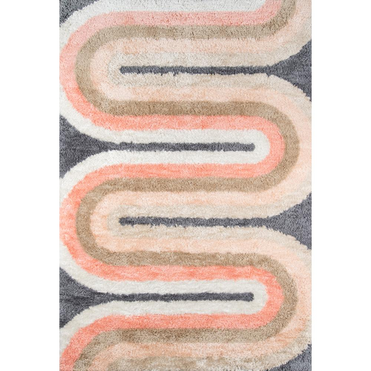 1970s Retro Area Rug, Pink, 2' X 3'