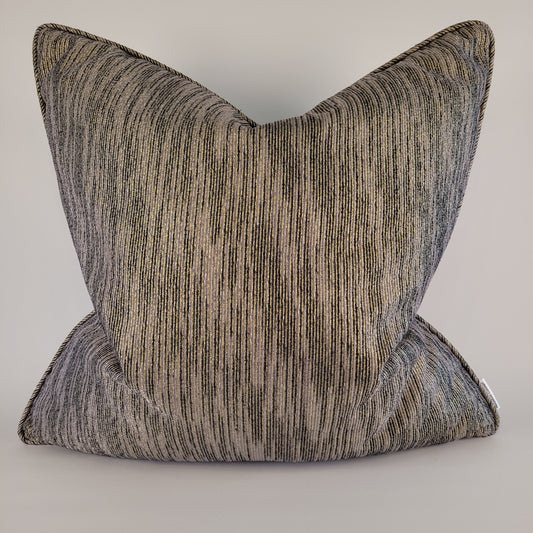 Black, Taupe, Gold Pillow with Welt 22"