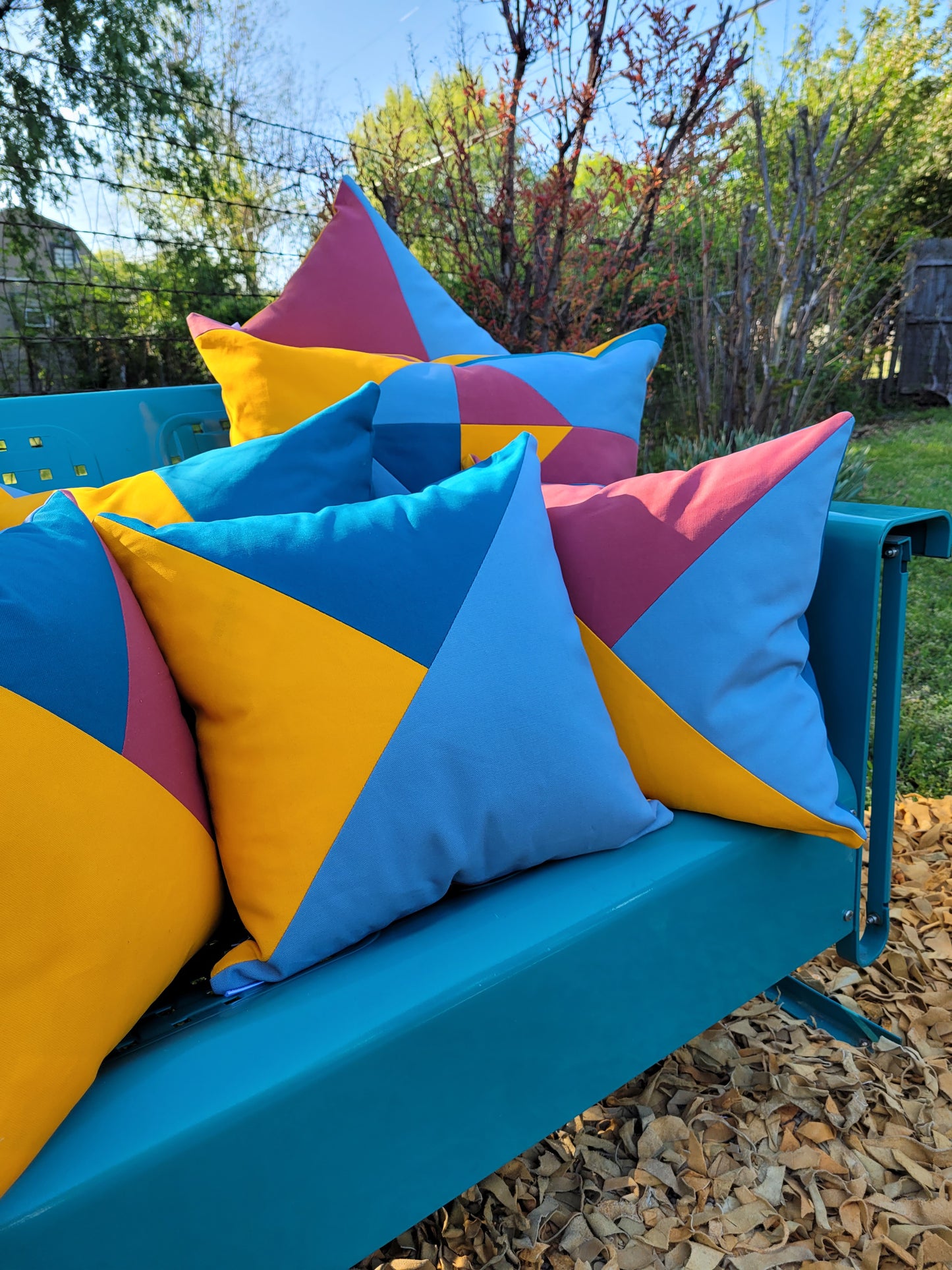 50s Mod Geometric Outdoor Throw Pillow 18"