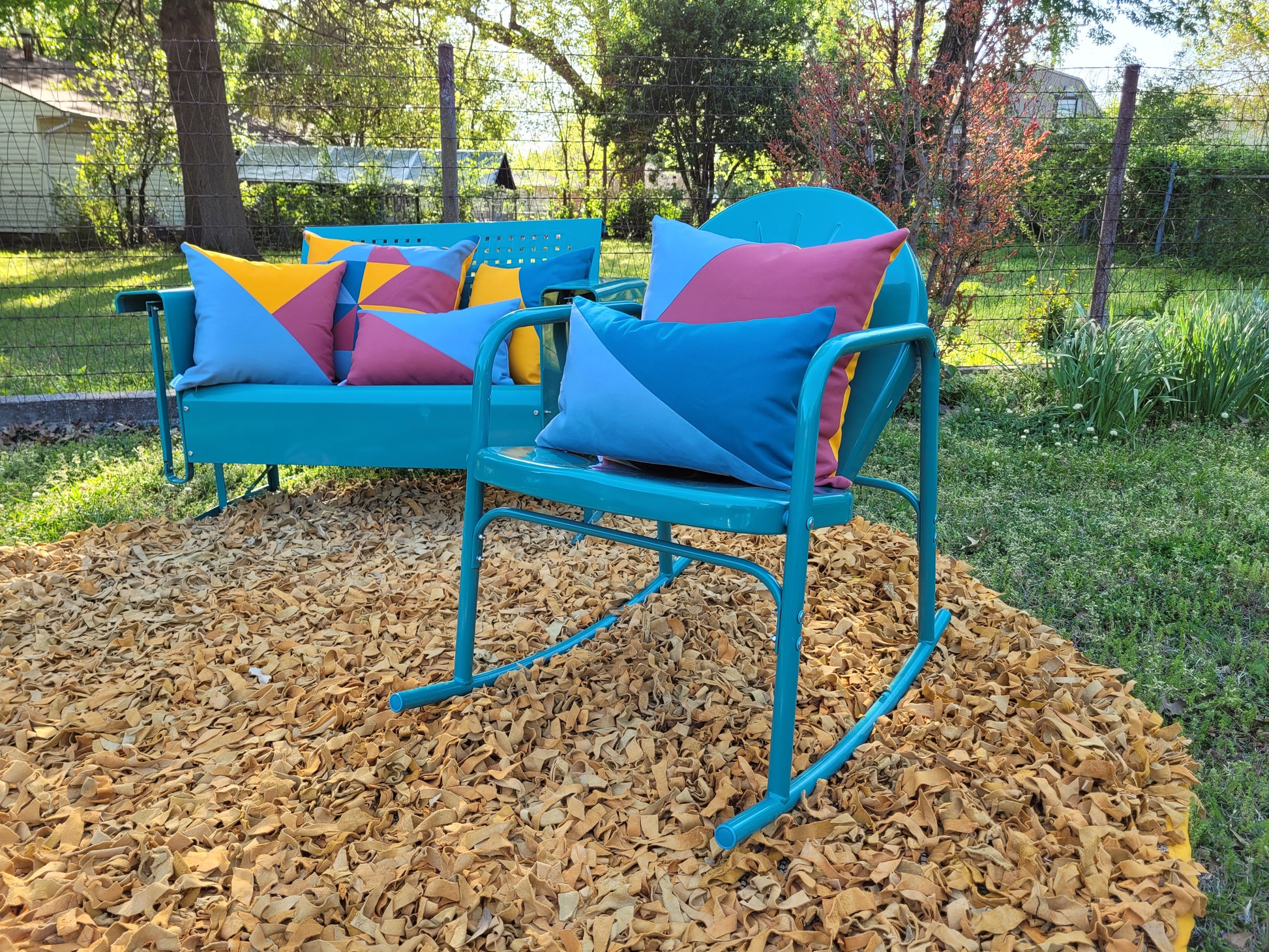 50s Mod Geometric Outdoor Throw Pillows