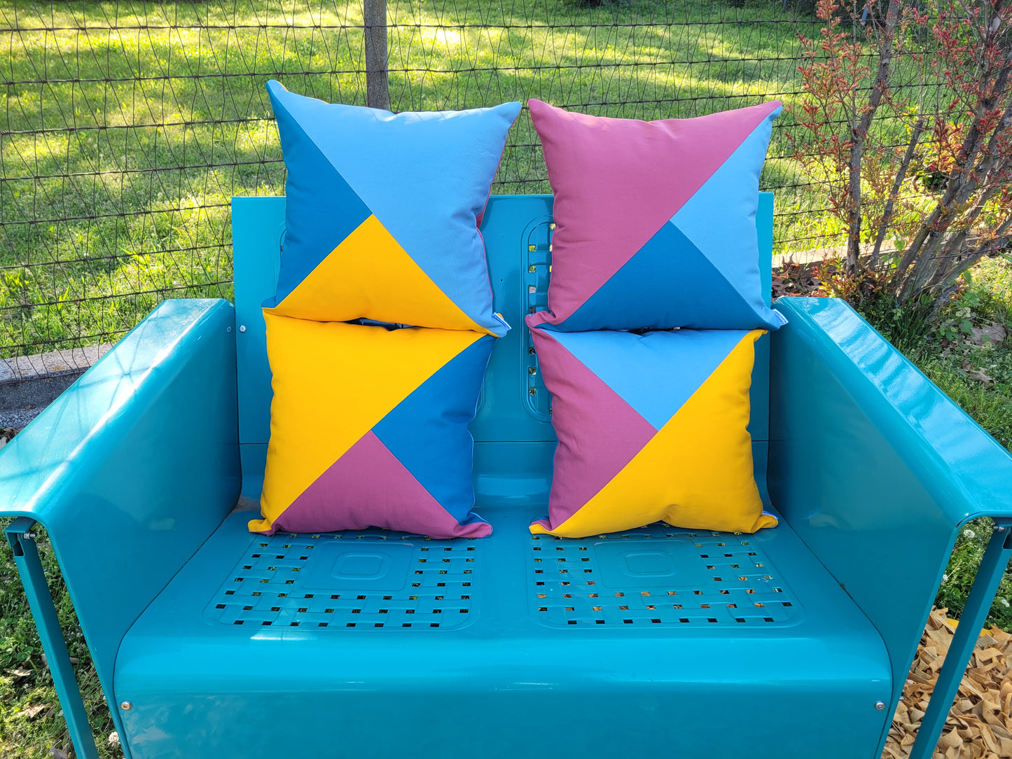 50s Mod Geometric Outdoor Throw Pillow 18"