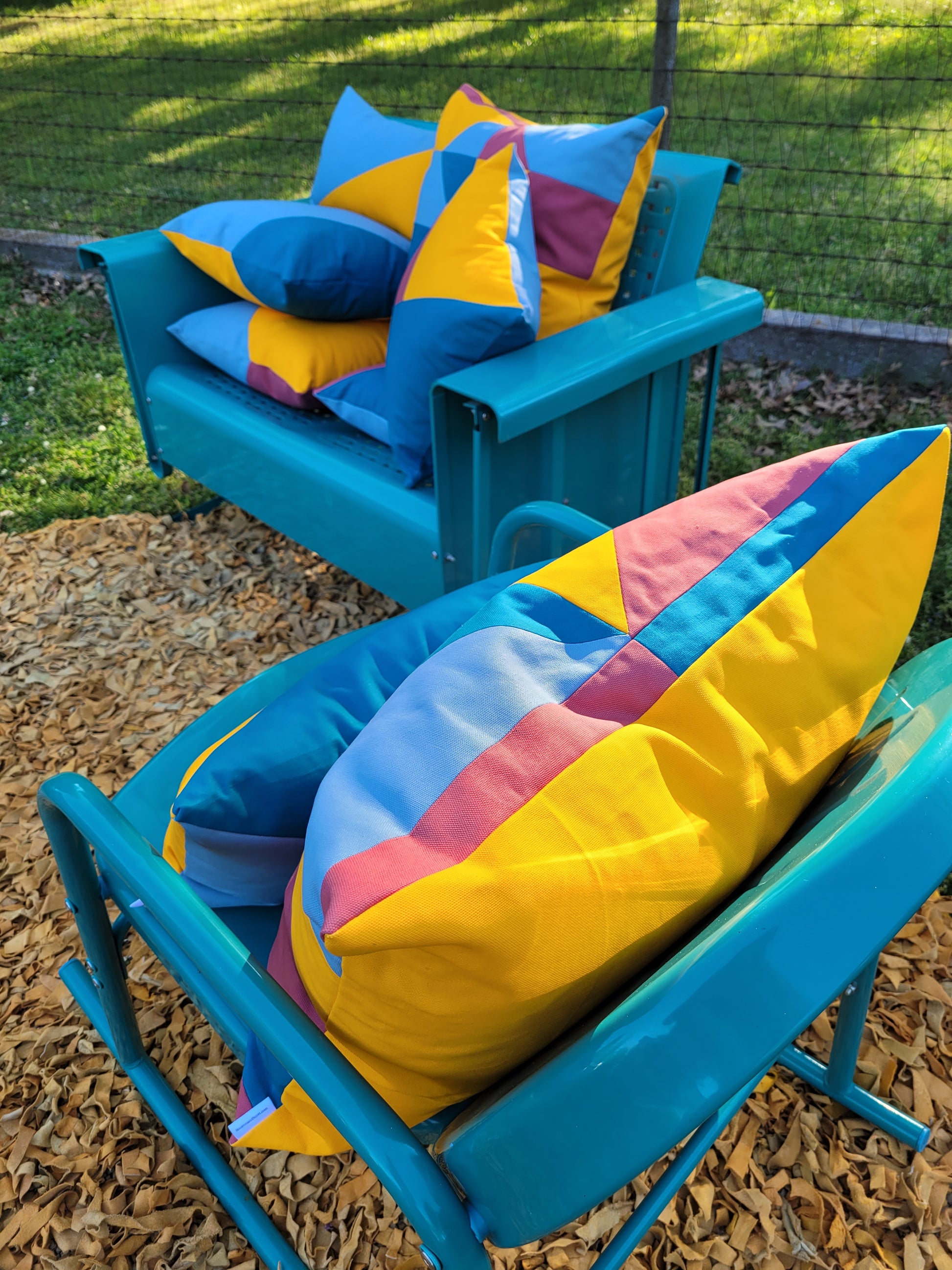50s Mod Geometric Outdoor Throw Pillow 24"