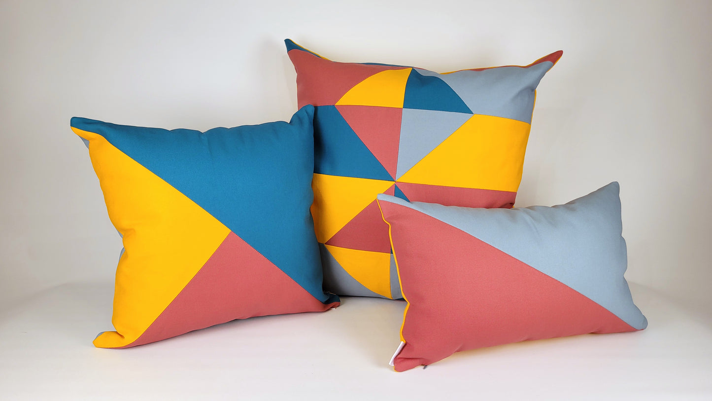 50s Mod Geometric Outdoor Throw Pillow 18"