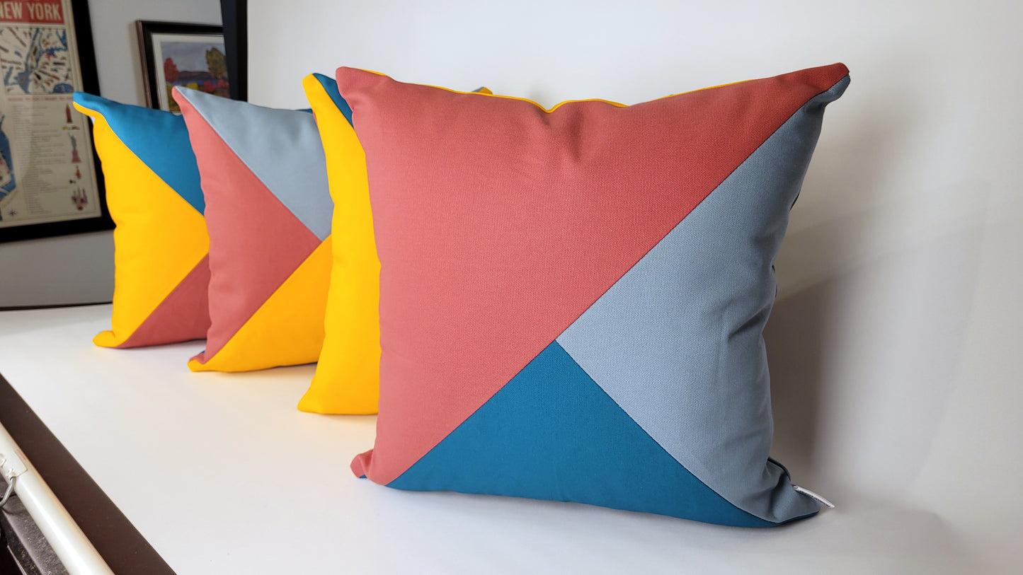 50s Mod Geometric Outdoor Throw Pillow 18"