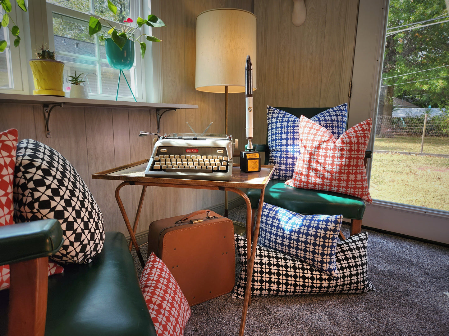 Explorer58 Square Pillow Cover, Thruster Red, Various Sizes, with or without Inserts, Handmade by Houston and Scott