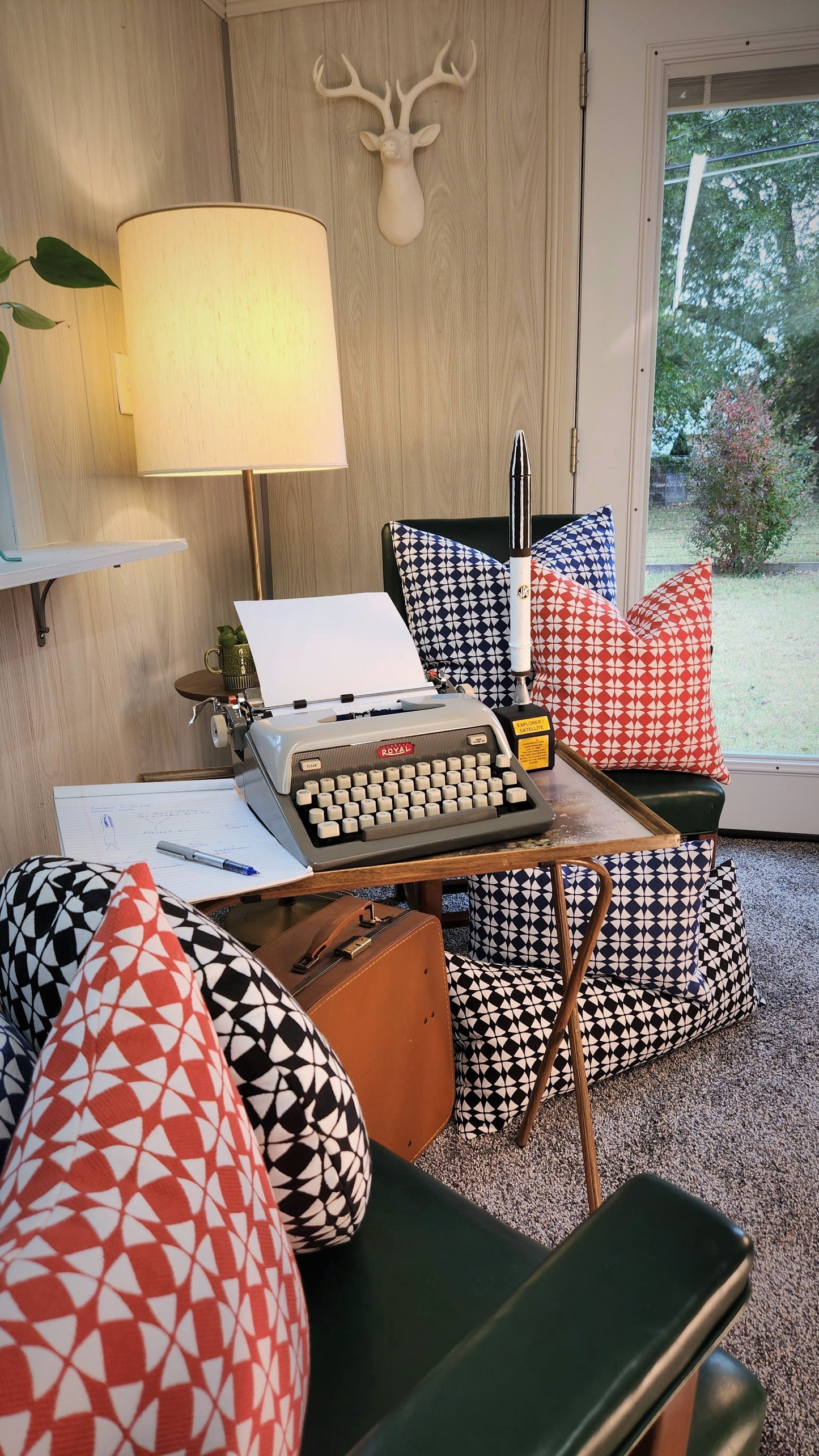 Explorer58 Square Pillow Cover, Thruster Red, Various Sizes, with or without Inserts, Handmade by Houston and Scott