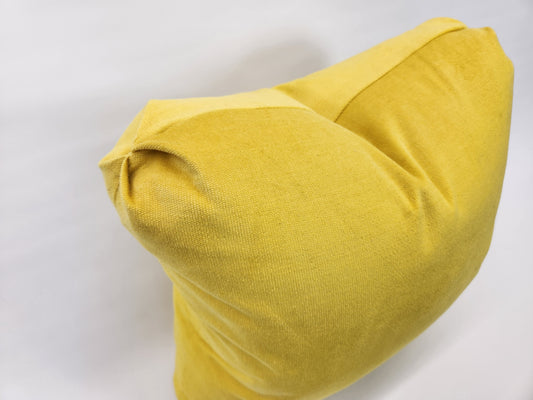 Vintage 70s Yellow Velvet 22" Square Pillow with Turkish Corners