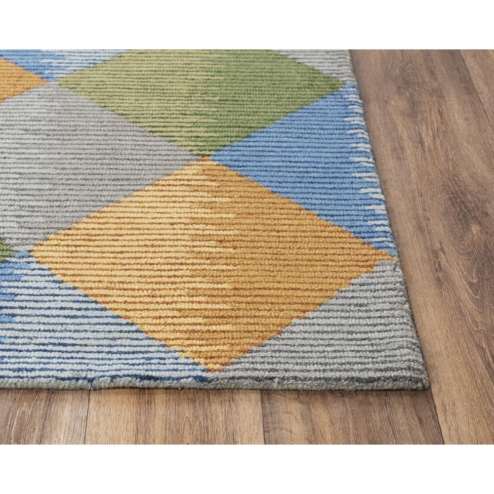 Heathered Diamond Wool Area Rug, Blue/Green/Yellow 5'x7'6"