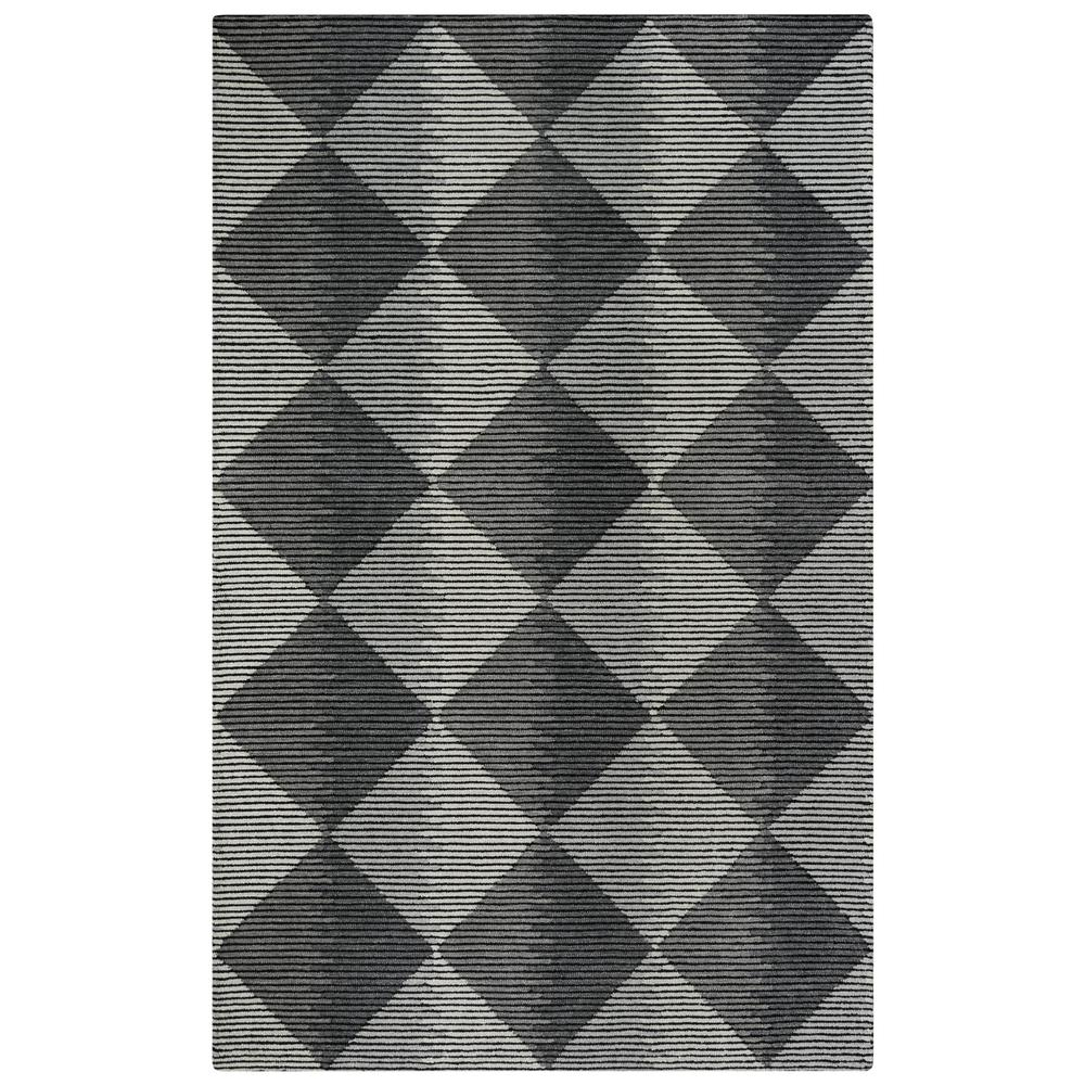 Heathered Diamond Wool Area Rug, Black 7'9"X9'9"