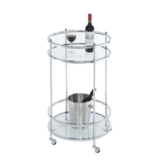 Two Tier Modern Round Glass Bar Cart