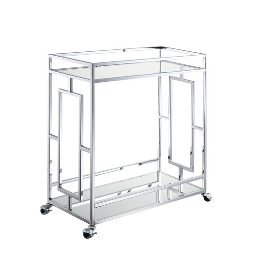 Mirrored Glass Square Modern Bar Cart