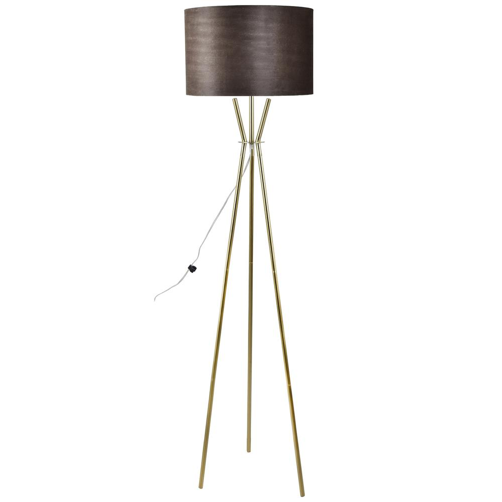 Tripod Floor Lamp with Gold-Lined Black Shade 63"