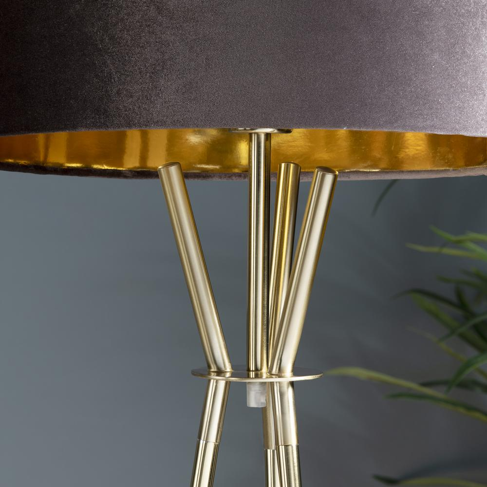 Tripod Floor Lamp with Gold-Lined Black Shade 63"