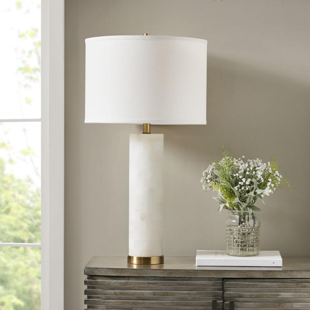 Solid Alabaster Stone Table Lamp 30"