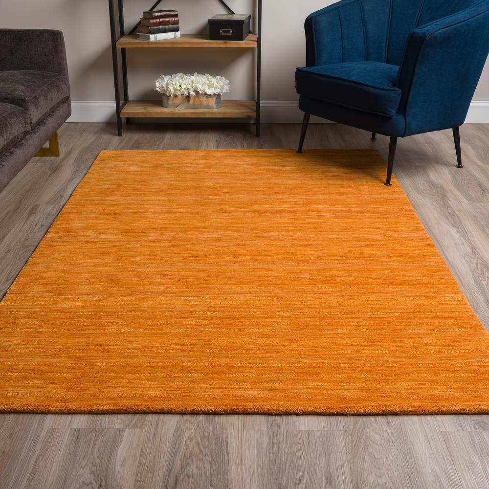 Textured Orange Wool Area Rug 5'x7'6"