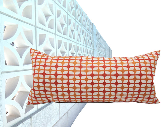 Breeze Block Vintage Inspired Lumbar Pillow Cover, Tangerine, Various Sizes, with or without Inserts