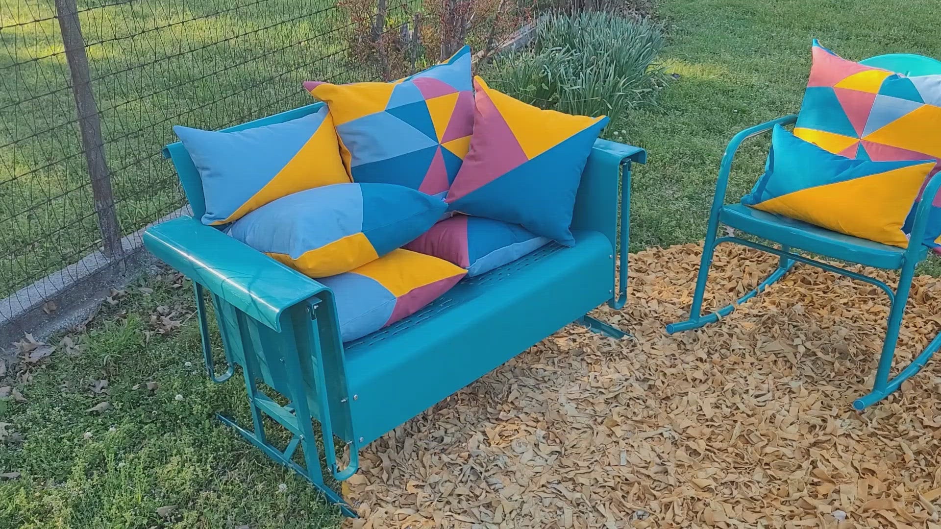 50s Mod Geometric Outdoor Throw Pillow 18"